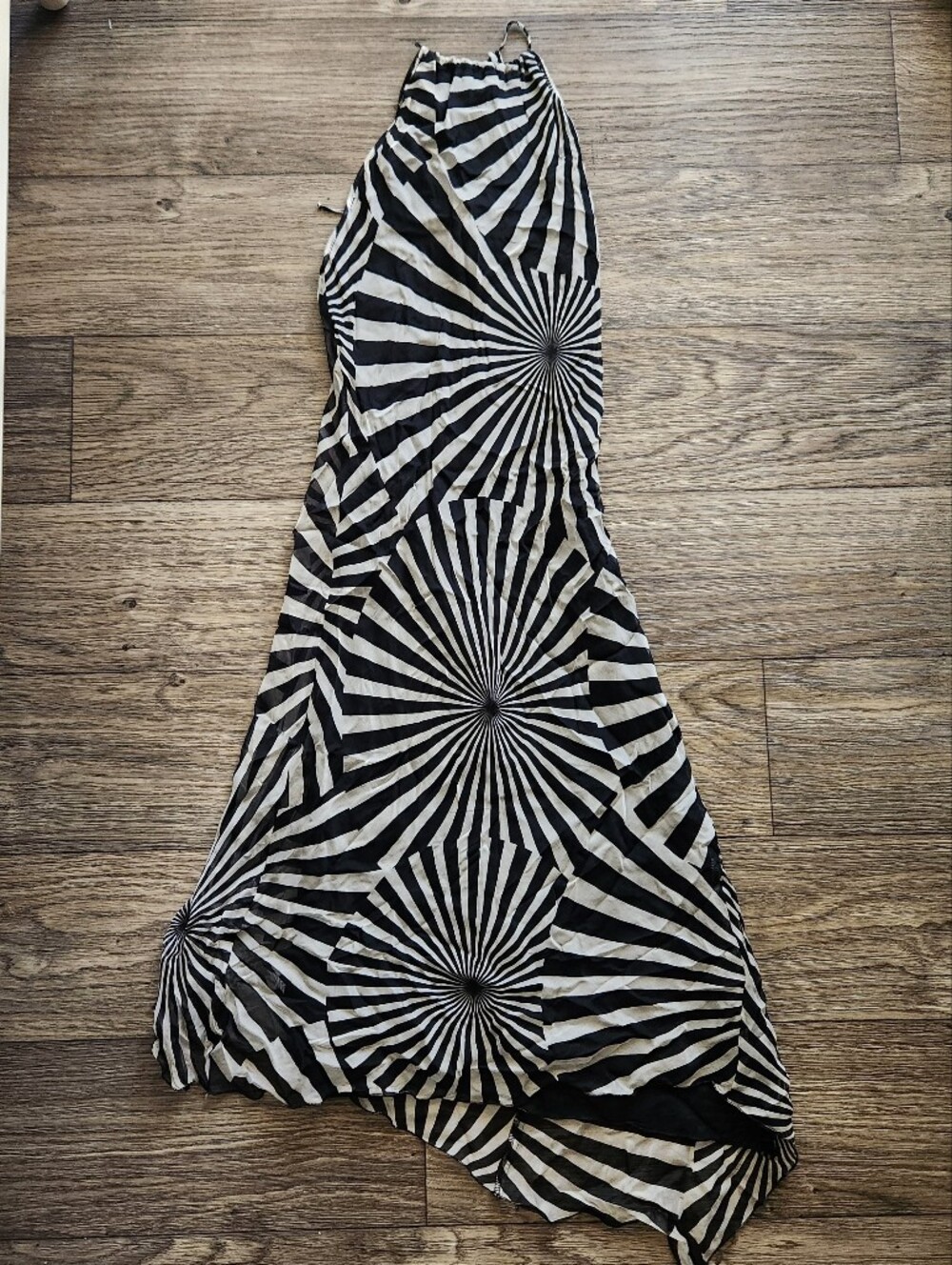NWT Zara Silk Black White Sunburst Mod Slip Dress Size M